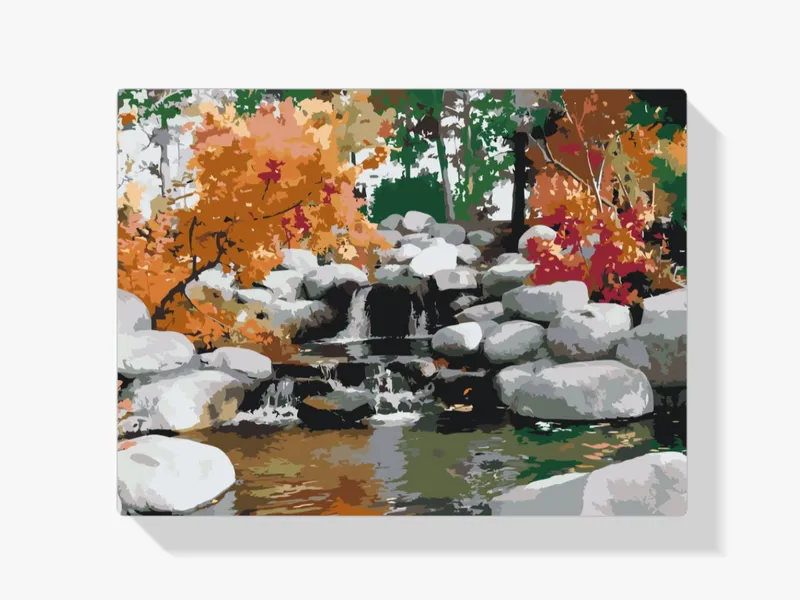 Lujoso Pintura Diamante – Cascada en otoño