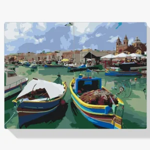 Pintura Diamante – Coloridos barcos de pesca Pedido Al Por Mayor