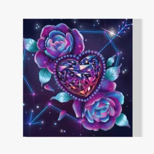 Pintura Diamante – Corazón de diamantes y rosas Entrega Rápida