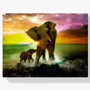 Pintura Diamante – Elefante con cría Precio De Fábrica