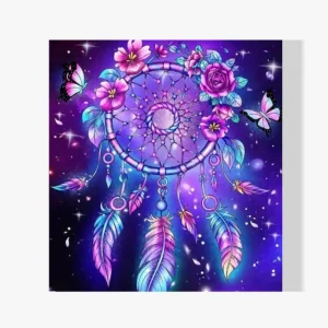 Hecho A Mano Pintura Diamante – Flor y pluma