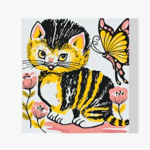 Artesanal Pintura Diamante – Gato con mariposa