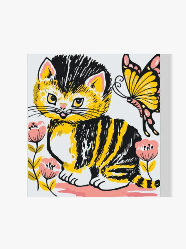 Artesanal Pintura Diamante – Gato con mariposa