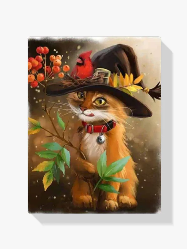 Pintura Diamante – Gato con sombrero Barato