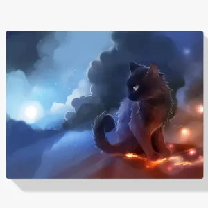 Pintura Diamante – Gato negro con volcán Devolución Gratuita