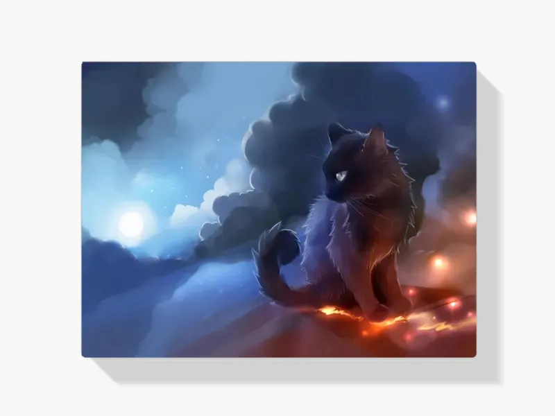 Pintura Diamante – Gato negro con volcán Devolución Gratuita