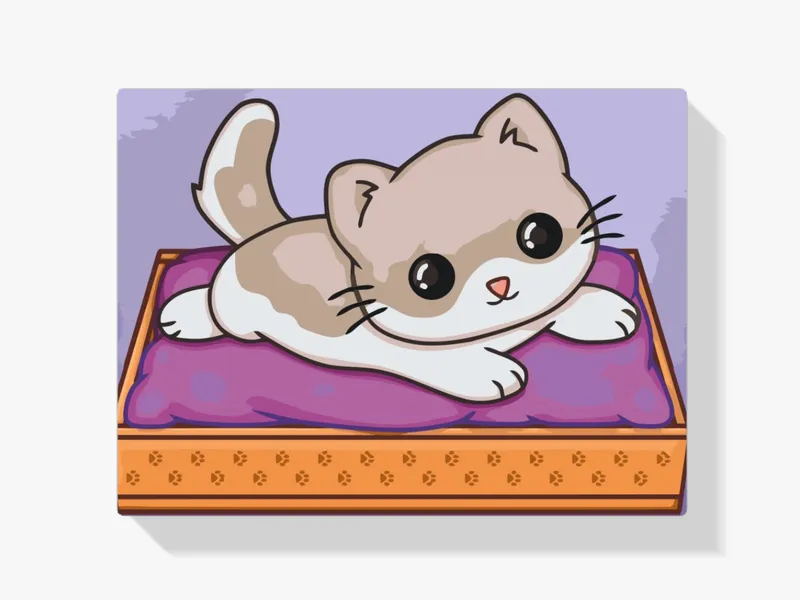 Pintura Diamante – Gato sobre manta morada Promoción Exclusiva