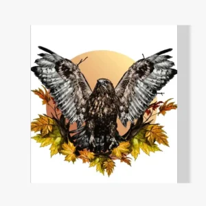 Barato Pintura Diamante – Halcón en hojas de otoño