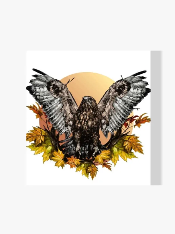 Barato Pintura Diamante – Halcón en hojas de otoño