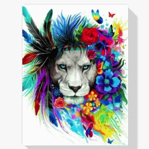 Pintura Diamante – León con plumas Hecho A Mano