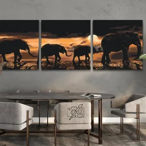 Barato Pintura Diamante – Marcha de elefantes por la sabana (set de 3)