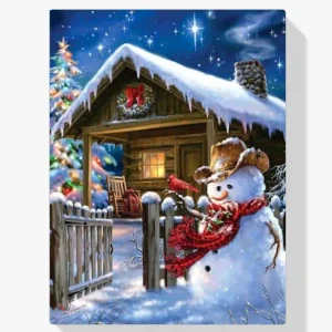Última Versión Pintura Diamante – Muñeco de nieve para casa de Navidad