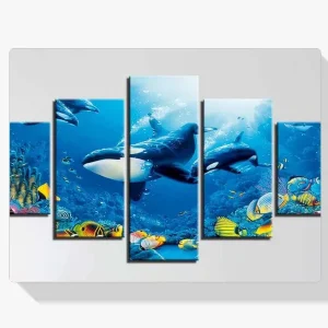Pintura Diamante – Orcas en el mar 5 paneles Súper Precio