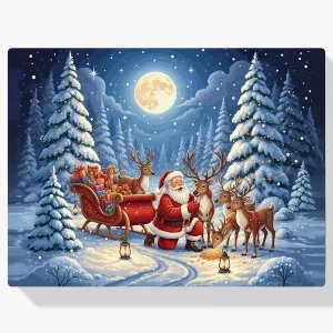 Pintura Diamante – Papá Noel y sus amigos renos Exclusivo