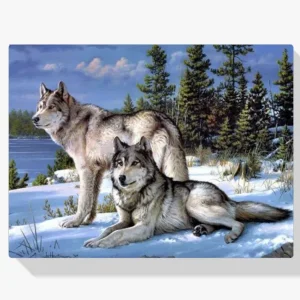 Pintura Diamante – Pareja de lobos Pago Seguro