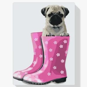 Pintura Diamante – Pug con botas de goma Barato