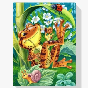 Pintura Diamante – Rana con mariquita Máxima Calidad