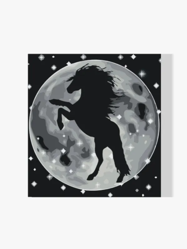 Pintura Diamante – Silueta de un caballo en la luna Stock Limitado