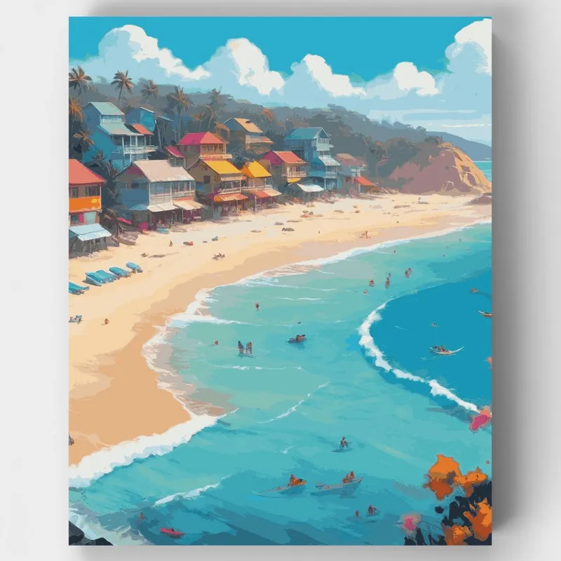 Moderno Escape Costero - Kit de pintar por números - Lienzo Enrollado / 24 Colores