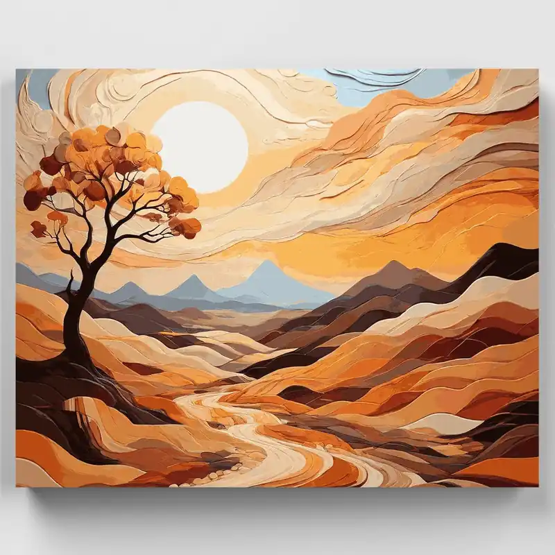 Horizonte Dorado - Kit de pintar por números - Lienzo Enrollado / 24 Colores Garantía Incluida