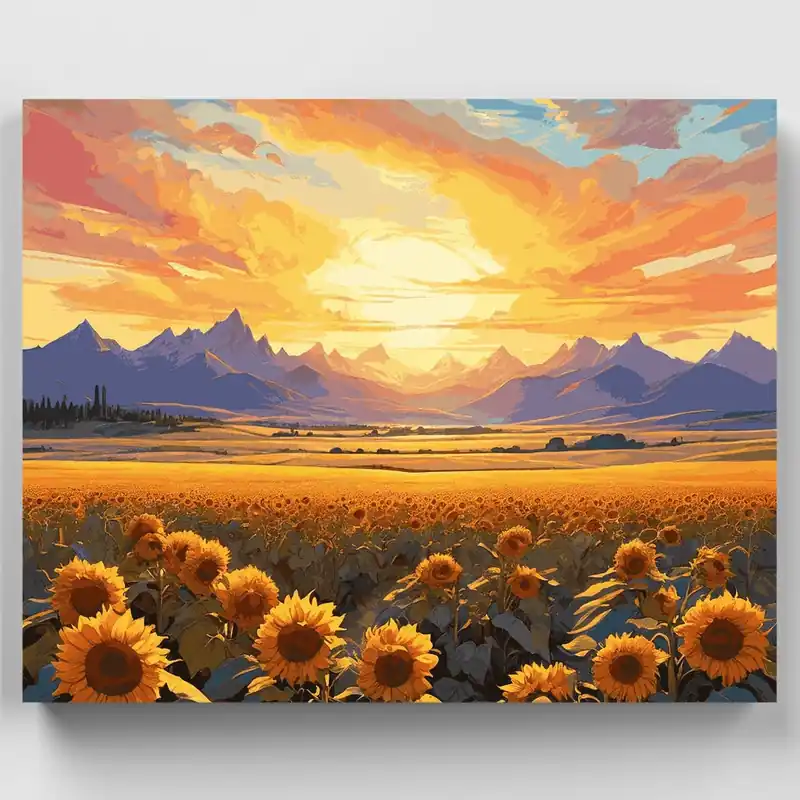 Serenidad de Girasol - Kit de pintar por números - Lienzo Enrollado / 24 Colores De Moda