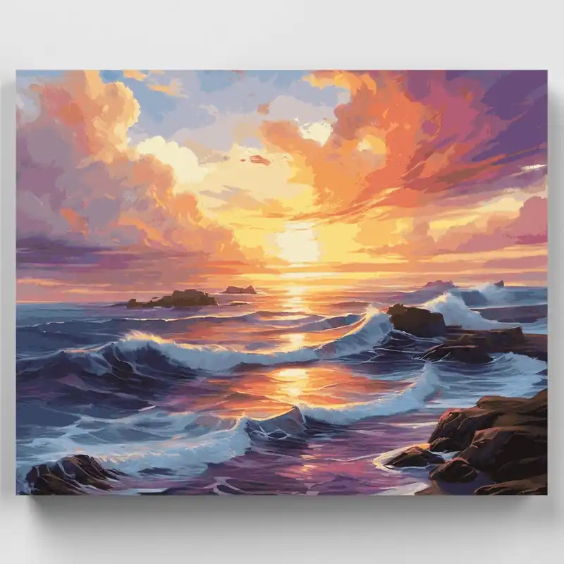 Premium Ondas Radiantes - Kit de pintar por números - Lienzo Enrollado / 24 Colores