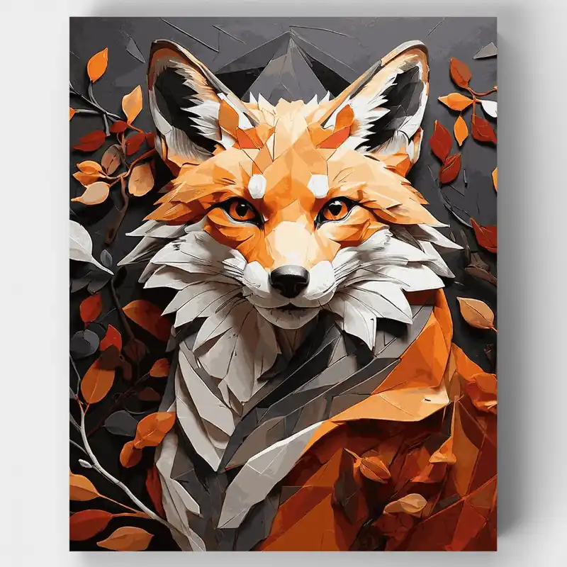 Majestuosidad del Zorro Geométrico - Kit de pintar por números - Lienzo Enrollado / 24 Colores Más Vendido