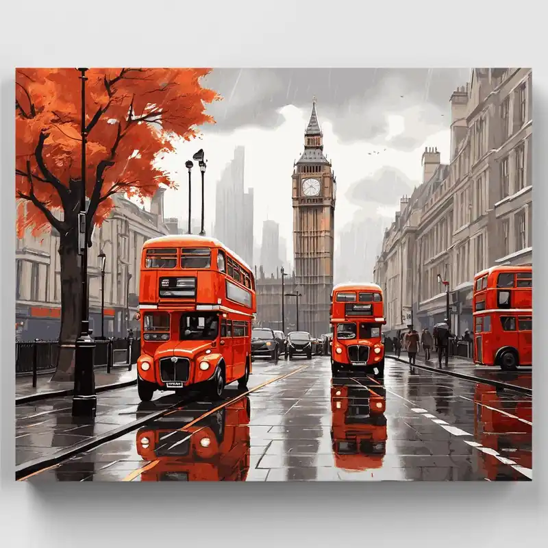 Original Lluvia de Londres - Kit de pintar por números - Lienzo Enrollado / 24 Colores