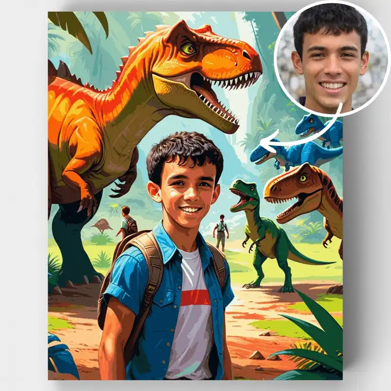 Precio Económico Safari de Dinosaurios - Kit de pintar por números - Lienzo Enrollado / 24 Colores