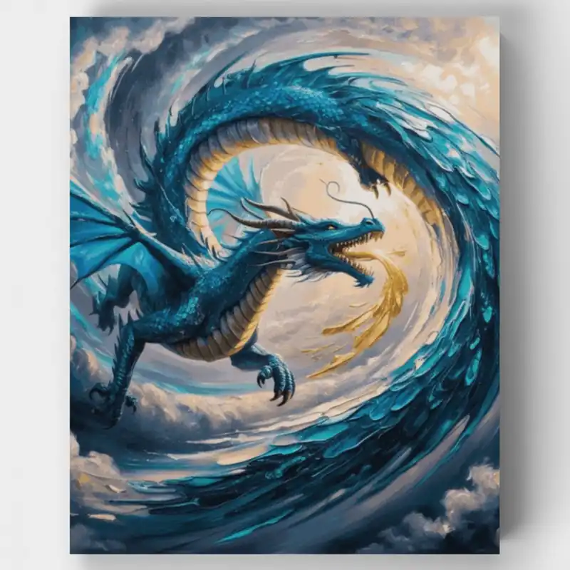 Dragón Majestuoso - Kit de pintar por números - Lienzo Enrollado / 24 Colores Envío Inmediato