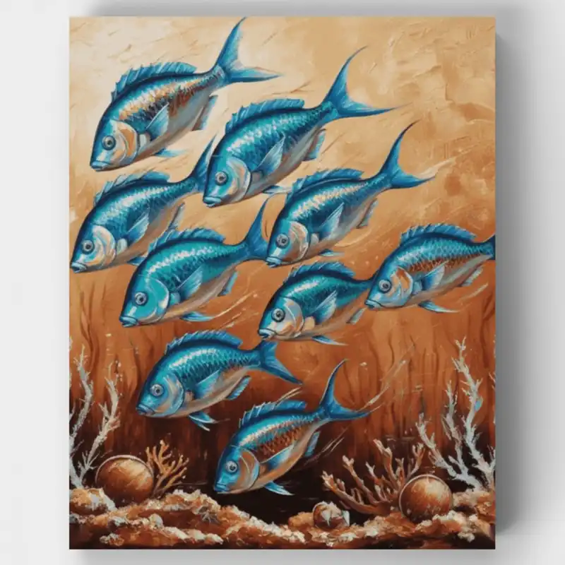 Promoción Escena Acuática - Kit de pintar por números - Lienzo Enrollado / 24 Colores