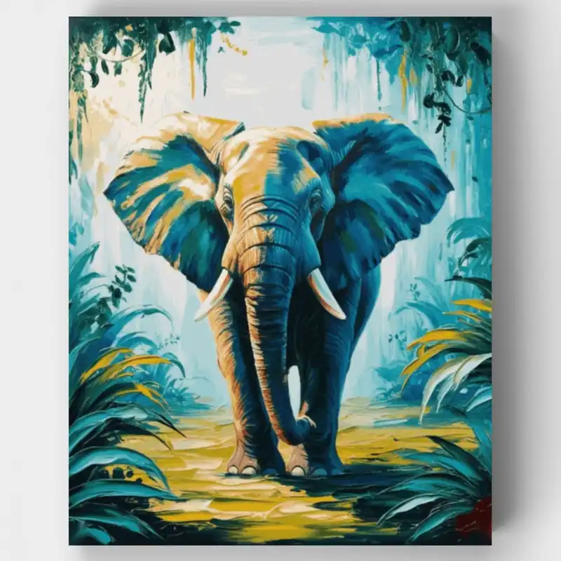 Garantía De Devolución De Dinero Elefante Majestuoso - Kit de pintar por números - Lienzo Enrollado / 24 Colores