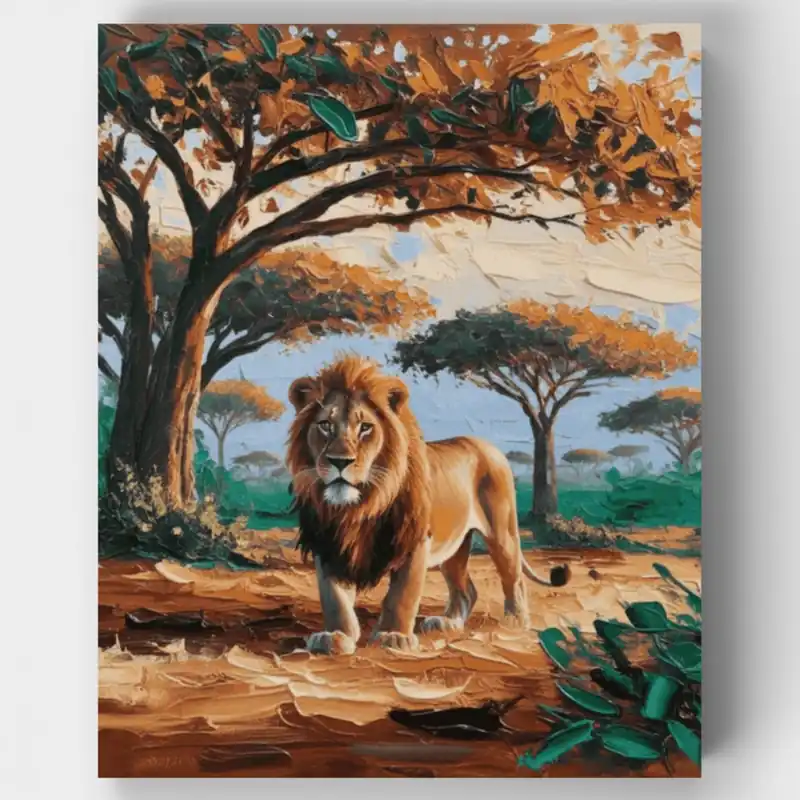 Directo De Fábrica Escena de Safari - Kit de pintar por números - Lienzo Enrollado / 24 Colores