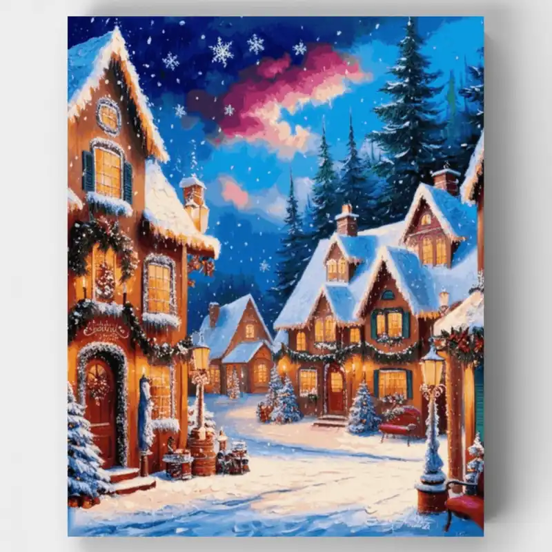 Garantía De Devolución De Dinero Navidad Caprichosa - Kit de pintar por números - Lienzo Enrollado / 24 Colores