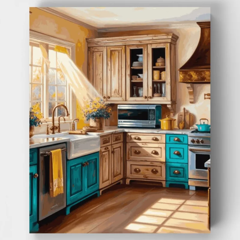 Cocina Vibrante - Kit de pintar por números - Lienzo Enrollado / 24 Colores Última Versión