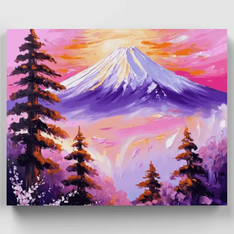 Premium Monte Fuji - Kit de pintar por números - Lienzo Enrollado / 24 Colores