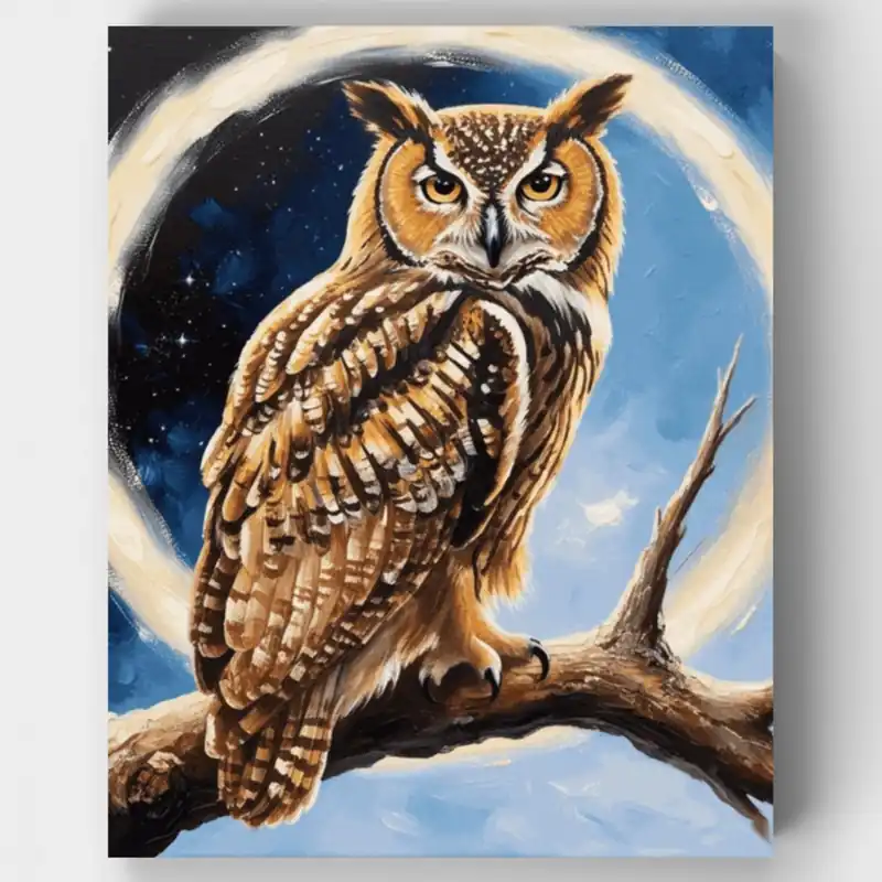 Búho Majestuoso - Kit de pintar por números - Lienzo Enrollado / 24 Colores Nueva Colección