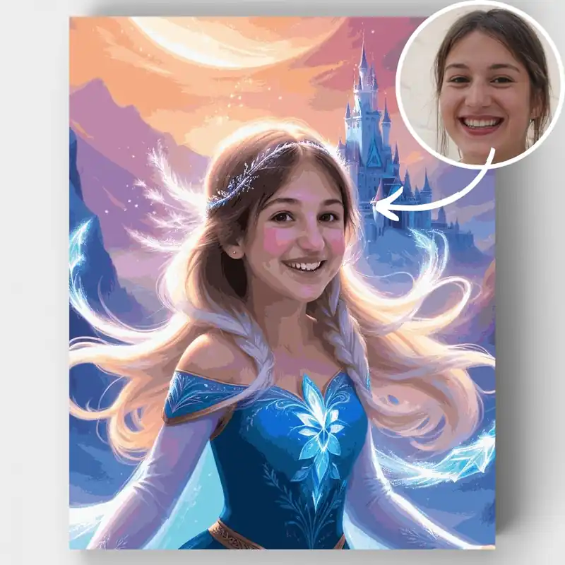 Aventura de la Princesa de Hielo - Kit de pintar por números - Lienzo Enrollado / 24 Colores De Moda
