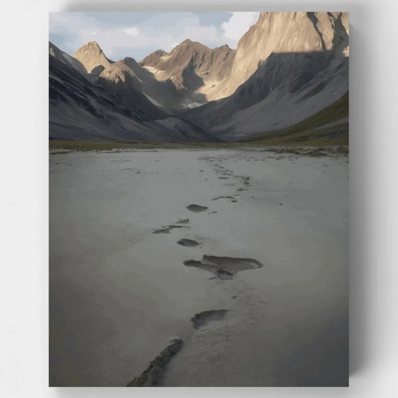 De Moda Valle de Montaña Majestuoso - Kit de pintar por números - Lienzo Enrollado / 24 Colores