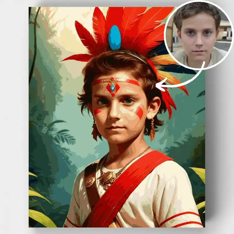 A Buen Precio Niño Pluma - Kit de pintar por números - Lienzo Enrollado / 24 Colores