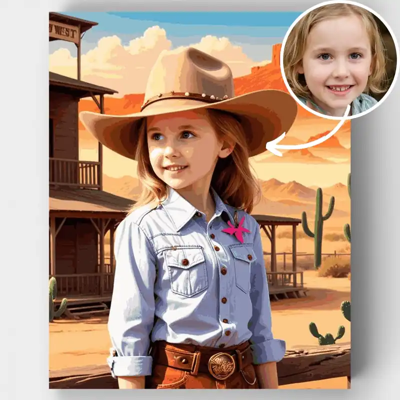 Aventura de Vaquera en el Salvaje Oeste - Kit de pintar por números - Lienzo Enrollado / 24 Colores Garantía De Devolución De Dinero