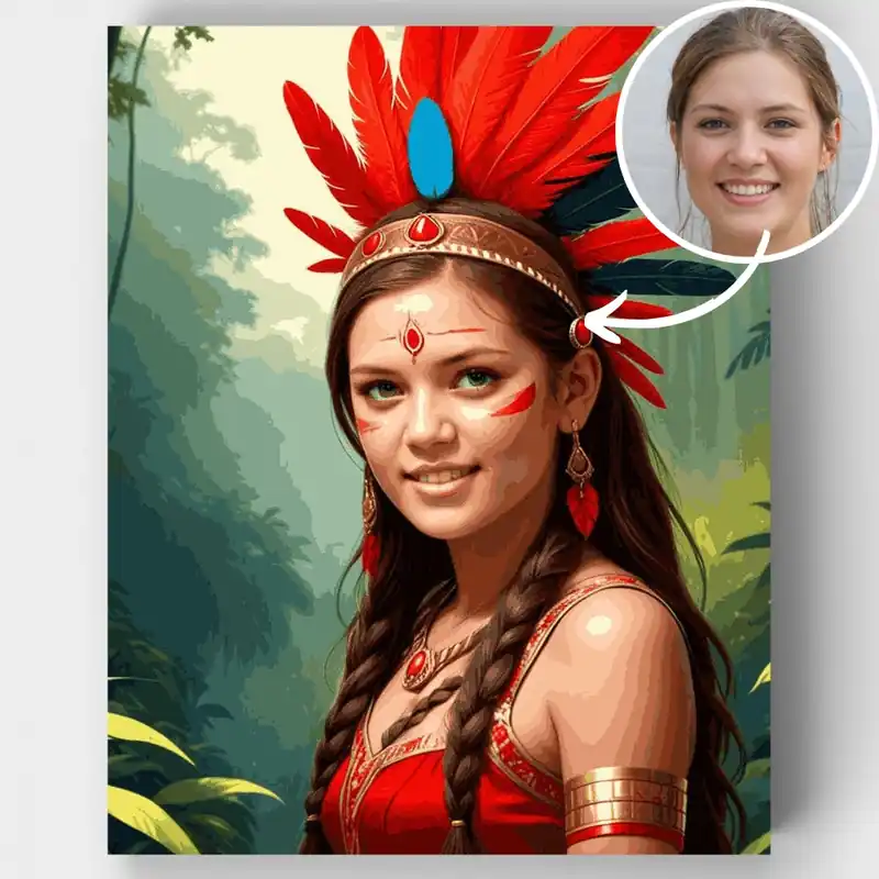 Precio Rebajado Chica Pluma - Kit de pintar por números - Lienzo Enrollado / 24 Colores