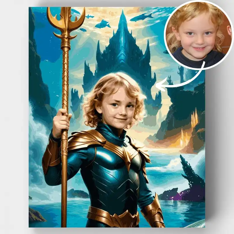 Reino Submarino Guerrero - Kit de pintar por números - Lienzo Enrollado / 24 Colores Última Versión