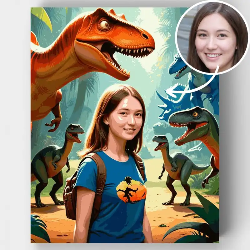 Aventura Jurásica - Kit de pintar por números - Lienzo Enrollado / 24 Colores Más Vendido