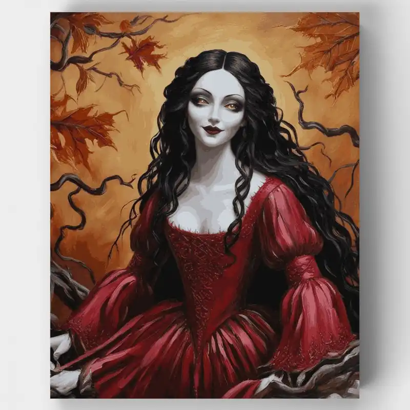 Hechicera Gótica de Otoño - Kit de pintar por números - Lienzo Enrollado / 24 Colores Oferta Especial