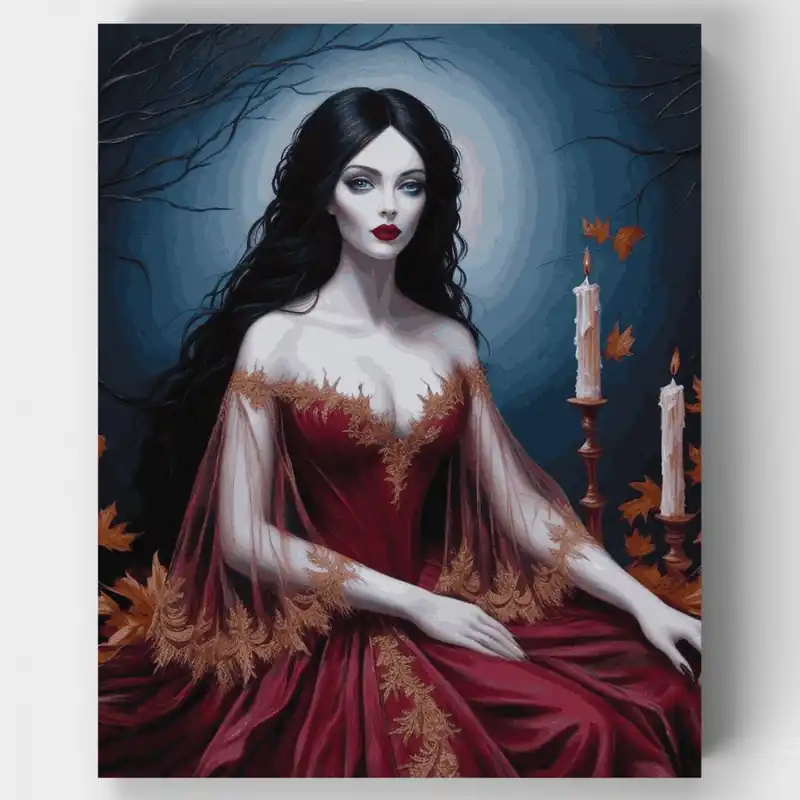 Disponible Ahora Diosa Encantada del Otoño - Kit de pintar por números - Lienzo Enrollado / 24 Colores