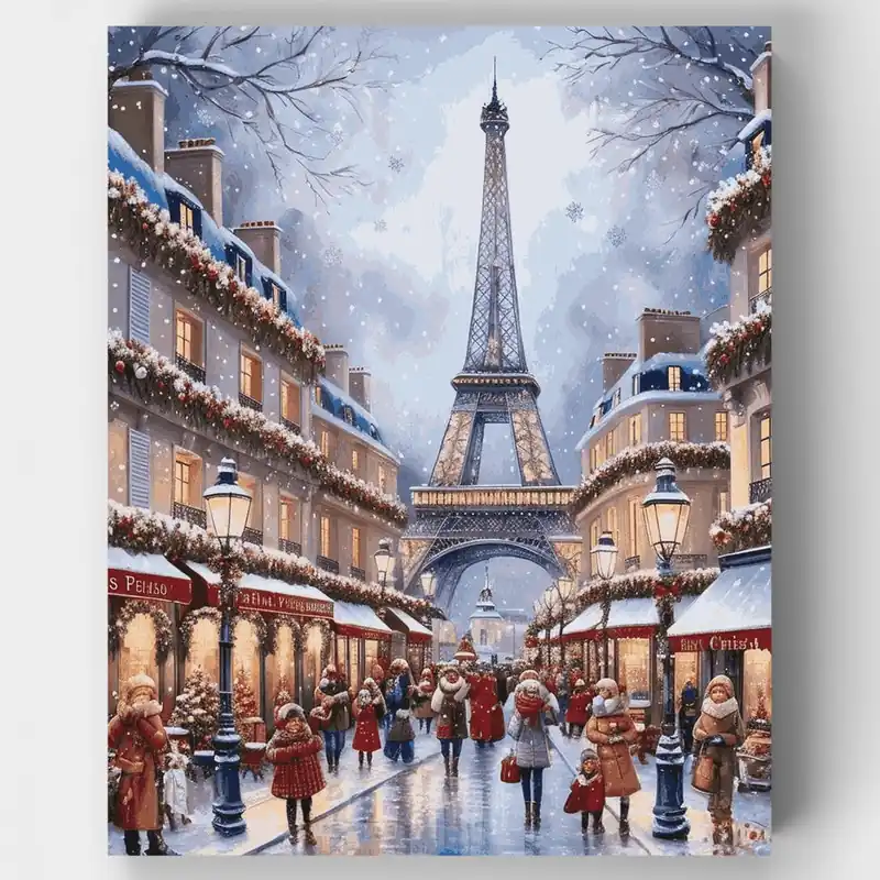 Última Oportunidad Navidad en París - Kit de pintar por números - Lienzo Enrollado / 24 Colores