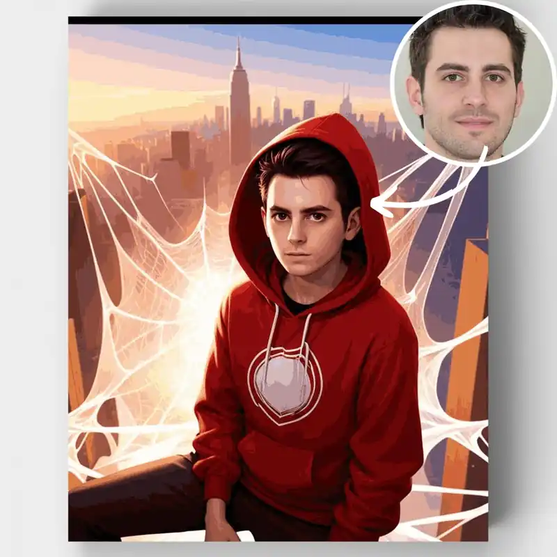 Superhéroe en la Ciudad - Kit de pintar por números - Lienzo Enrollado / 24 Colores Liquidación