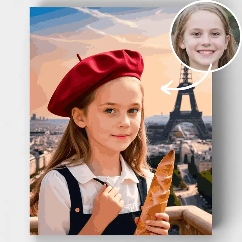 Baguette en París - Kit de pintar por números - Lienzo Enrollado / 24 Colores Última Versión