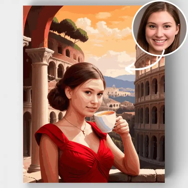 Garantía Incluida Espresso en Roma - Kit de pintar por números - Lienzo Enrollado / 24 Colores